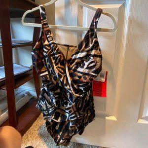 Magicsuit Brown Black and White One Piece Swimsuit Size 14